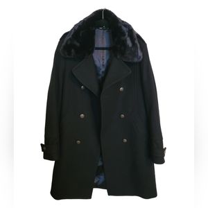 Zara Double Breasted Removable Fur Collar Coat